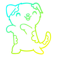 cold gradient line drawing cute cartoon puppy