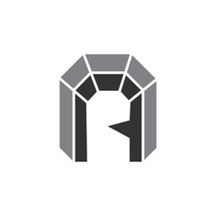 letter r stripes geometric logo vector