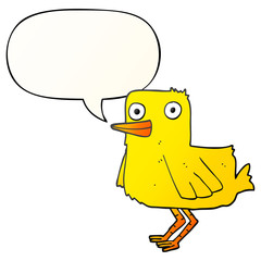 cartoon duck and speech bubble in smooth gradient style