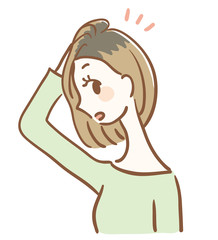 髪の根もとが黒い女性のイラスト