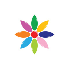 circle colorful water flower logo decoration vector