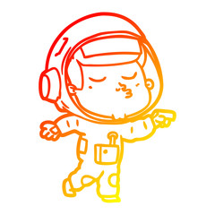 warm gradient line drawing cartoon confident astronaut