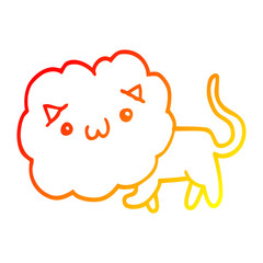 warm gradient line drawing cute cartoon lion