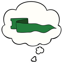 cartoon waving banner and thought bubble