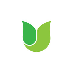 letter u simple 3d curves leaf logo vector
