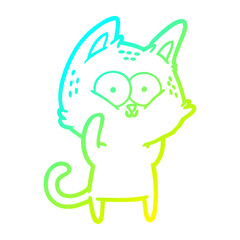 cold gradient line drawing cartoon cat