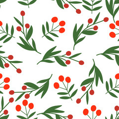 Seamless pattern with abstract Christmas florals.  Vector design for wrapping paper, textile.