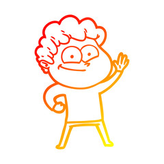 warm gradient line drawing cartoon happy man
