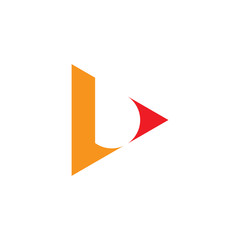 letter b negative space triangle logo vector