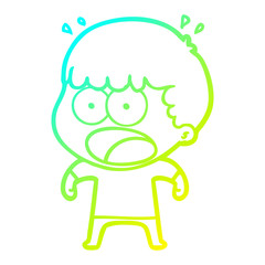 cold gradient line drawing cartoon shocked man