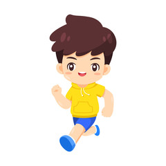 Kawaii cartoon boy run