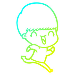 cold gradient line drawing happy cartoon boy
