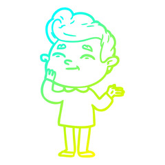 cold gradient line drawing happy cartoon man
