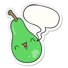 cartoon pear and speech bubble sticker