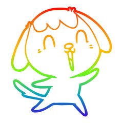 rainbow gradient line drawing cute cartoon dog