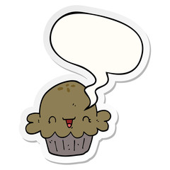 cute cartoon pie and speech bubble sticker