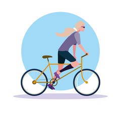 Fototapeta premium young woman riding bike avatar character