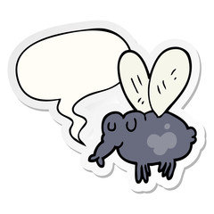 cartoon fly and speech bubble sticker