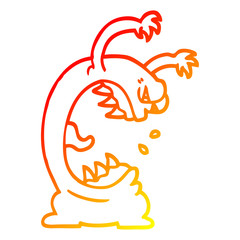 warm gradient line drawing cartoon monster