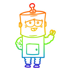 rainbow gradient line drawing cartoon robot
