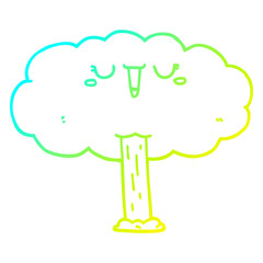 cold gradient line drawing cartoon tree