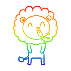 rainbow gradient line drawing happy cartoon lion