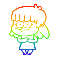 rainbow gradient line drawing cartoon smiling woman