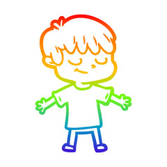rainbow gradient line drawing cartoon happy boy