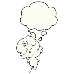 cartoon ghost and thought bubble