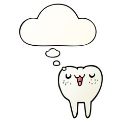 cartoon tooth and thought bubble in smooth gradient style