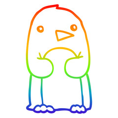 rainbow gradient line drawing cartoon penguin