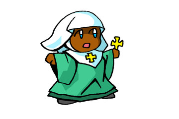 僧侶・黒人　RPG character design　priest character on white background