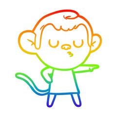 rainbow gradient line drawing cartoon calm monkey