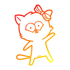 warm gradient line drawing cartoon cat