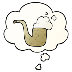 cartoon pipe and thought bubble in smooth gradient style