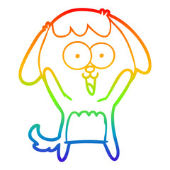 Obraz premium rainbow gradient line drawing cute cartoon dog