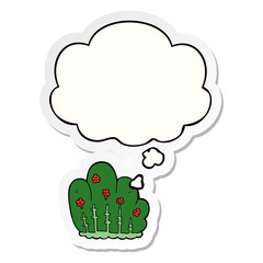 cartoon hedge and thought bubble as a printed sticker
