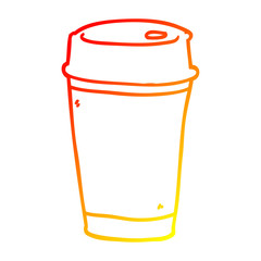 warm gradient line drawing cartoon coffee cup