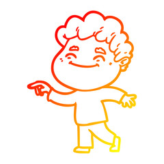 warm gradient line drawing cartoon friendly man