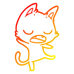 warm gradient line drawing talking cat cartoon