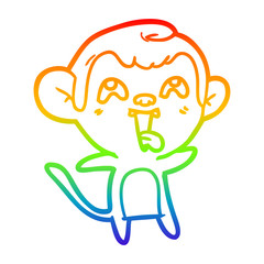 rainbow gradient line drawing crazy cartoon monkey