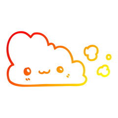 warm gradient line drawing cute cartoon cloud
