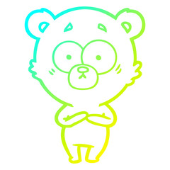 cold gradient line drawing surprised bear cartoon
