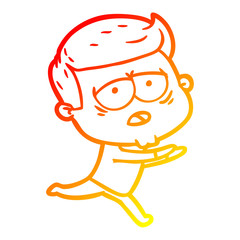 warm gradient line drawing cartoon tired man