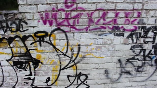 Abandon wall structure in graffiti art.