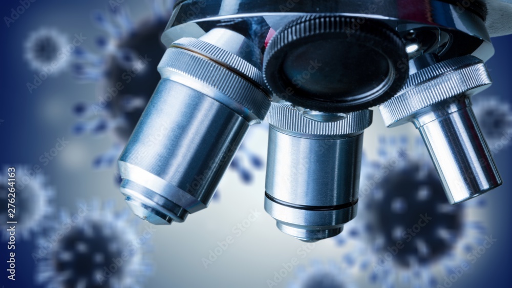 Wall mural Laboratory Microscope. Scientific and healthcare research background.