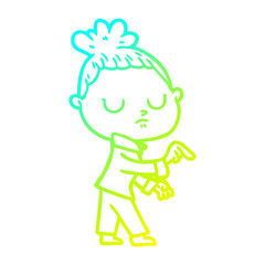 cold gradient line drawing cartoon calm woman