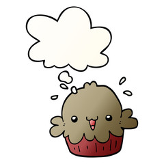 cute cartoon pie and thought bubble in smooth gradient style