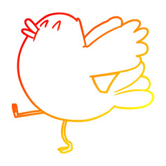 warm gradient line drawing cartoon flapping bird
