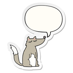 cartoon wolf and speech bubble sticker